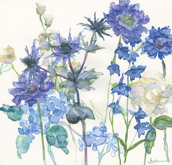 Print-JT34P - Sea Holly and Larkspur Art Print-Whistlefish