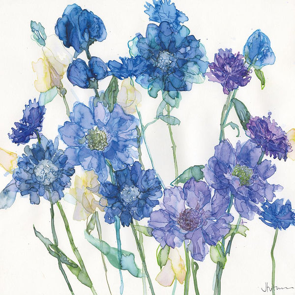 Print-JT36P - Cornflowers and Mixed Scabious Art Print-Whistlefish