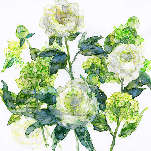 Print-JT44P - White Peonies & Hydrangeas Art Print-Whistlefish