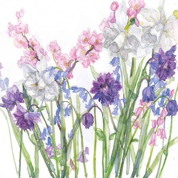 Print-JT45P - Aquilegia, Bluebells & Blossom Art Print-Whistlefish