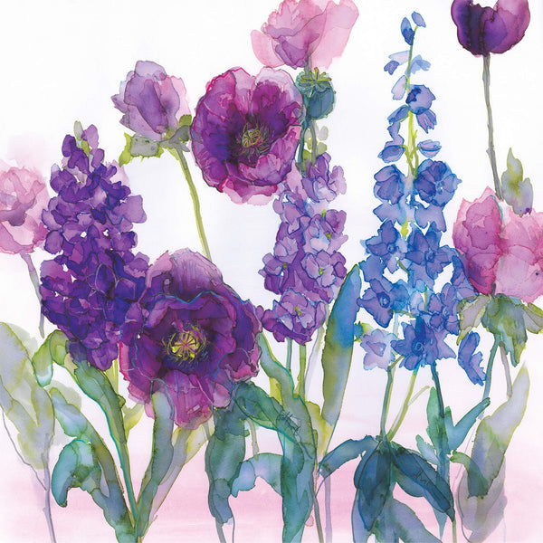 Print-JT49P - Stocks, Delphiniums & Poppies Art Print-Whistlefish