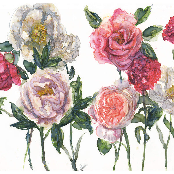 Print-JT62P - Peonies, Rose & Carnations Art Print-Whistlefish