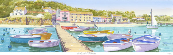Print-JW229P - Boats at Dittisham Print-Whistlefish