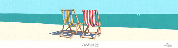 Print-JW236P - Deckchairs Art Print-Whistlefish