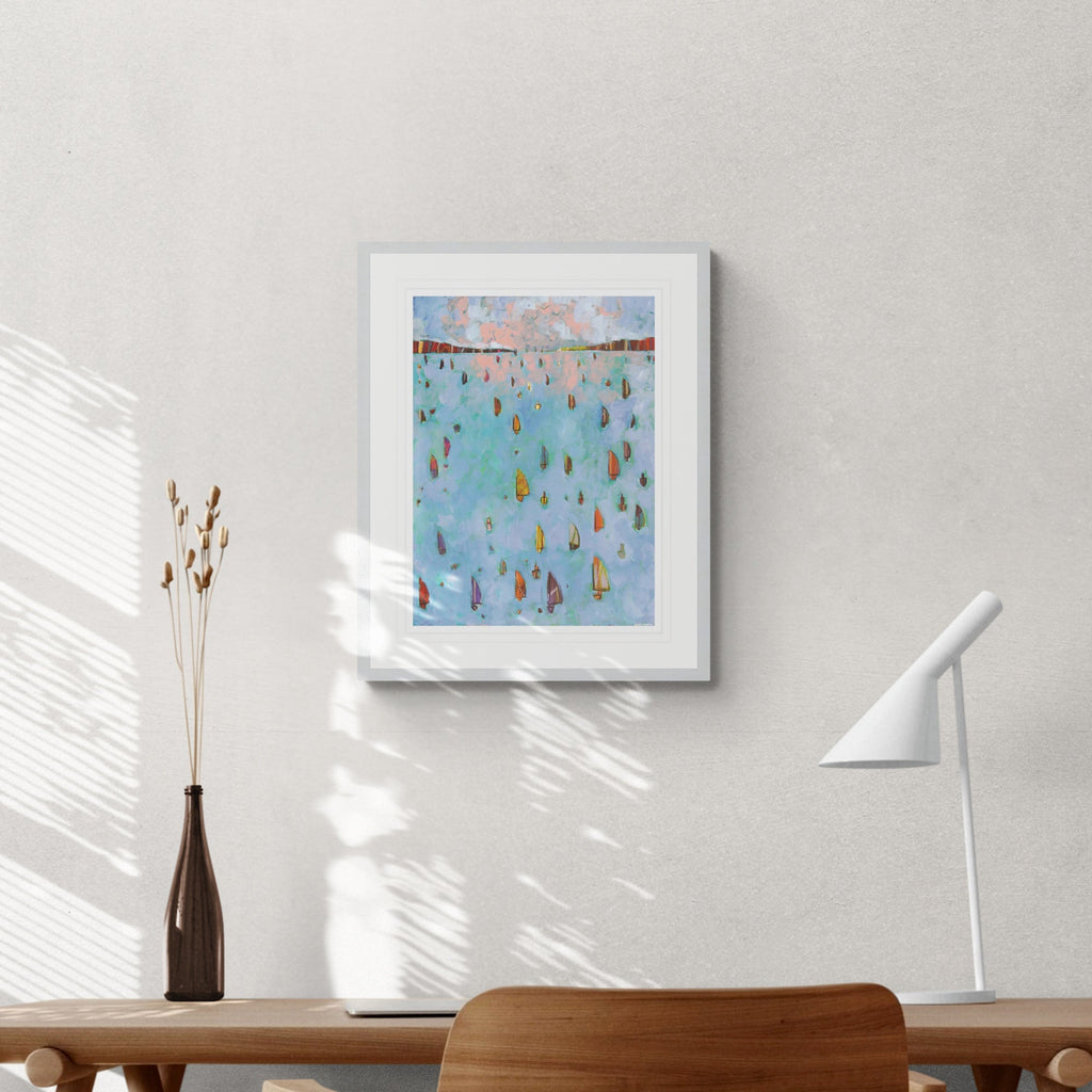Print - LNC12P - Sailing at Sunrise (Grey) Art Print - Sailing at Sunrise (Grey) Art Print - Whistlefish
