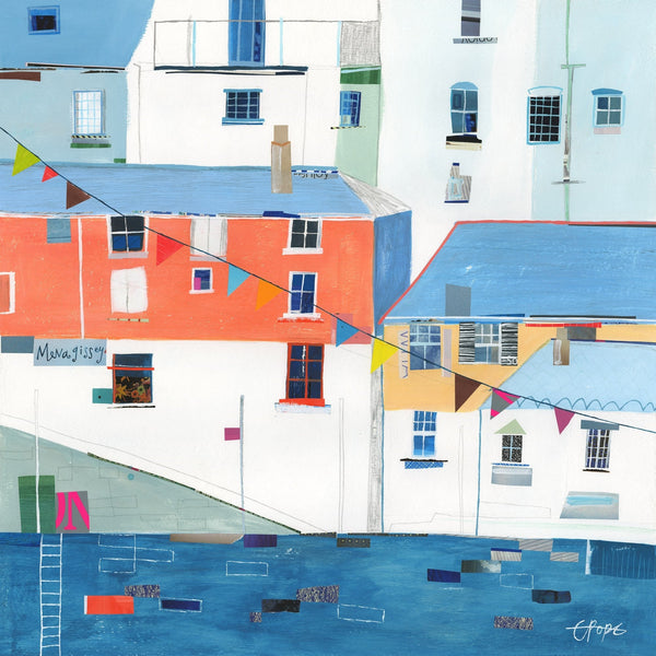Print-LP153P - Mevagissey Patchwork Art Print-Whistlefish