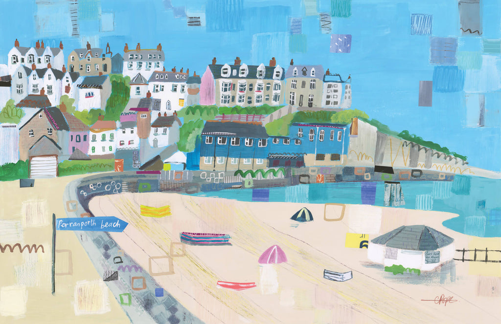 Print-LP177P - Perranporth Beach Medium Art Print-Whistlefish