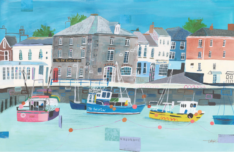 Print-LP180P - Padstow Harbour Small Art Print-Whistlefish