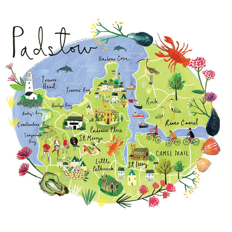 Print-RC03P - Padstow Map Art Print-Whistlefish