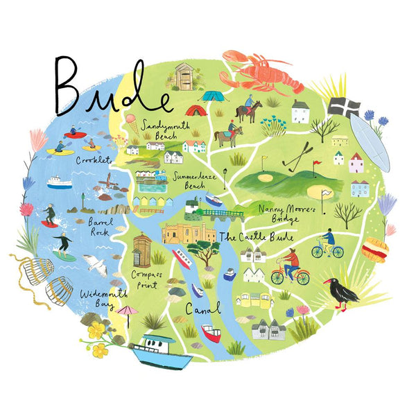 RC10P - Bude Map Art Print