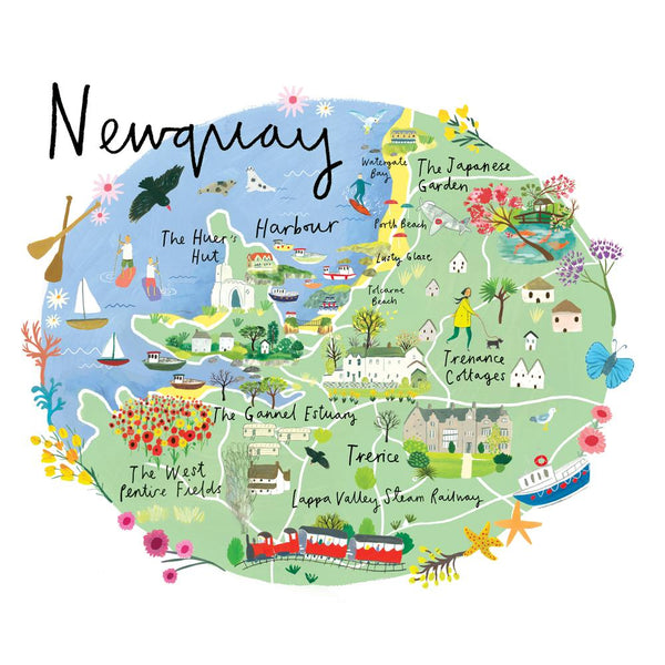 RC16P - Newquay Map Art Print