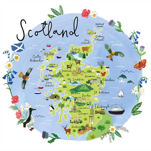 Print-RC26P - Scotland Map Art Print-Whistlefish