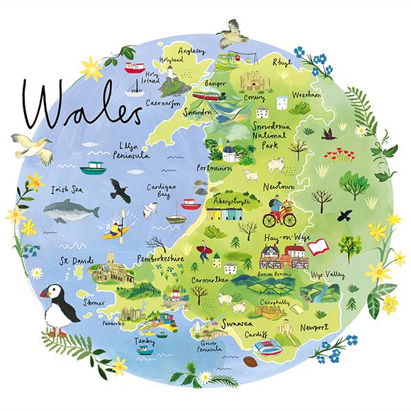 Print-RC27P - Wales Map Art Print-Whistlefish