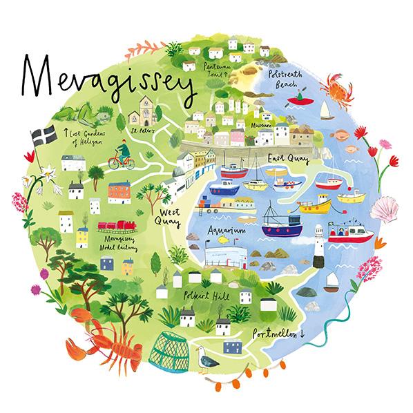 RC29P - Mevagissey Map Art Print