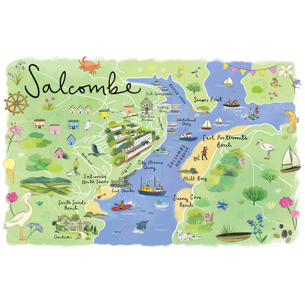 RC34P - Salcombe Map Art Print