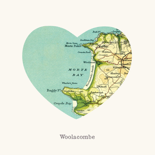 Print-RS59P - I Love Woolacombe Art Print-Whistlefish