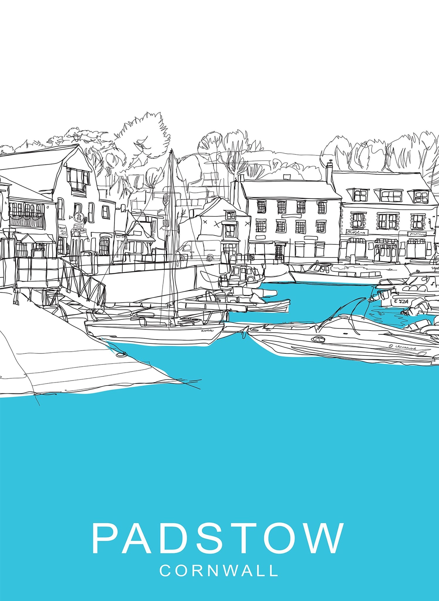 Print-SH28P - Padstow Cornwall Travel Print-Whistlefish