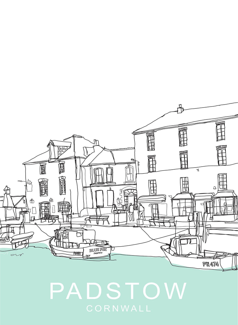 Print-SH30P - Padstow South Quay Travel Print-Whistlefish