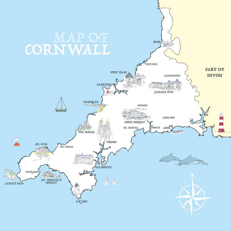 SH69P - Map Of Cornwall Print