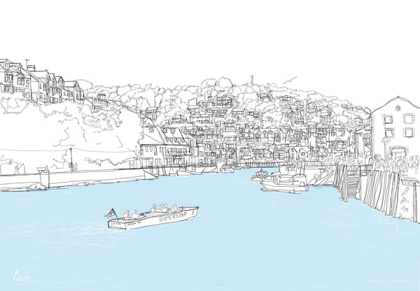 Print-SH90P - Looe Harbour Medium-Whistlefish