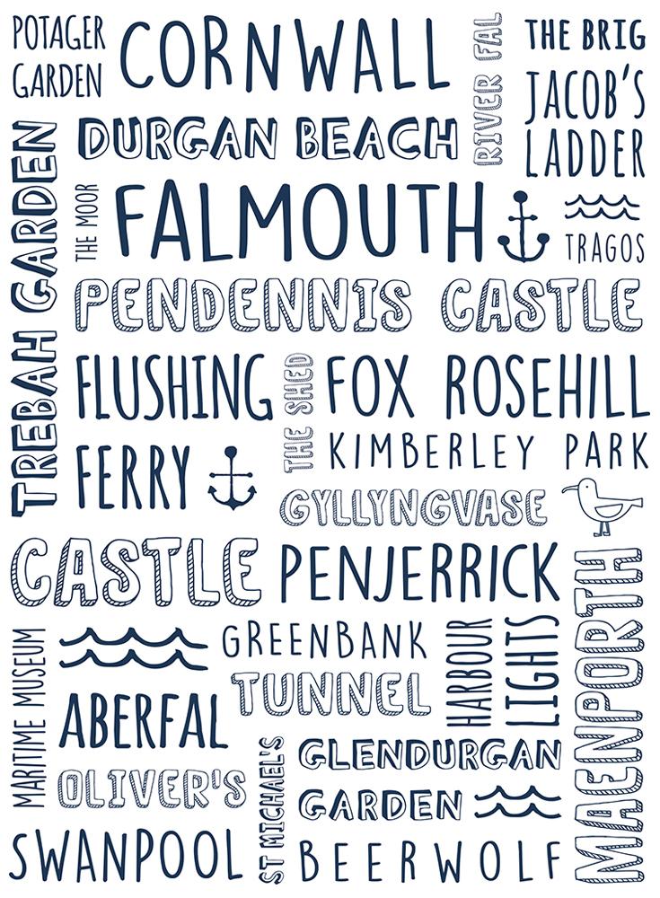 Print-WF01P - Falmouth Typography Art Print-Whistlefish