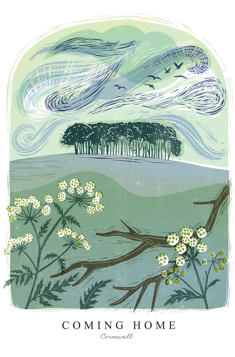 Print - WF1010P - Coming Home Lino Small Art Print - Coming Home Lino Small Print - Whistlefish