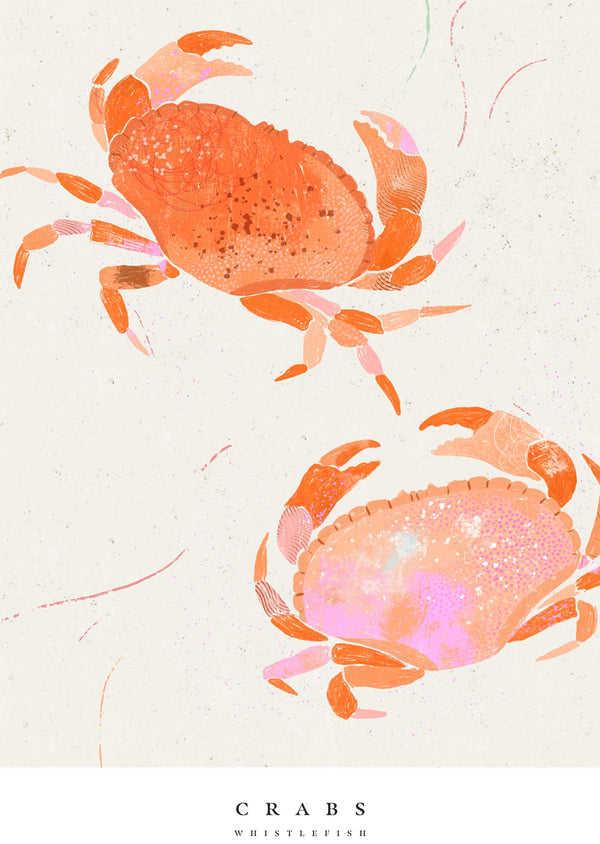 Print-WF1036P - Seagrass Crabs Small Art Print-Whistlefish