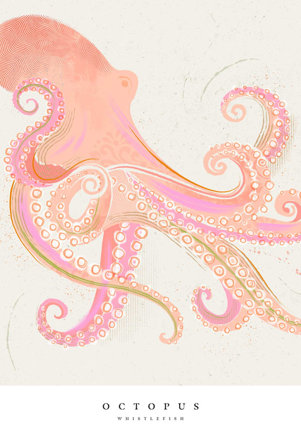 Print-WF1039P - Seagrass Octopus Small Art Print-Whistlefish