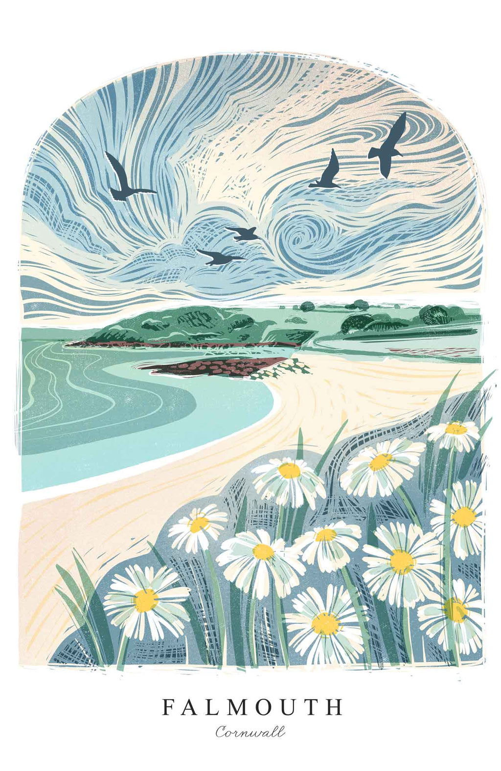 Print-WF1045P - Lino Falmouth Art Print-Whistlefish