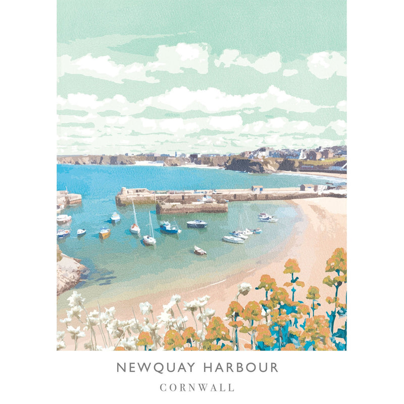 Print-WF104P - Newquay Harbour Large Art Print-Whistlefish