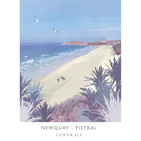 Print-WF105P - Fistral Beach Large Travel Art Print-Whistlefish