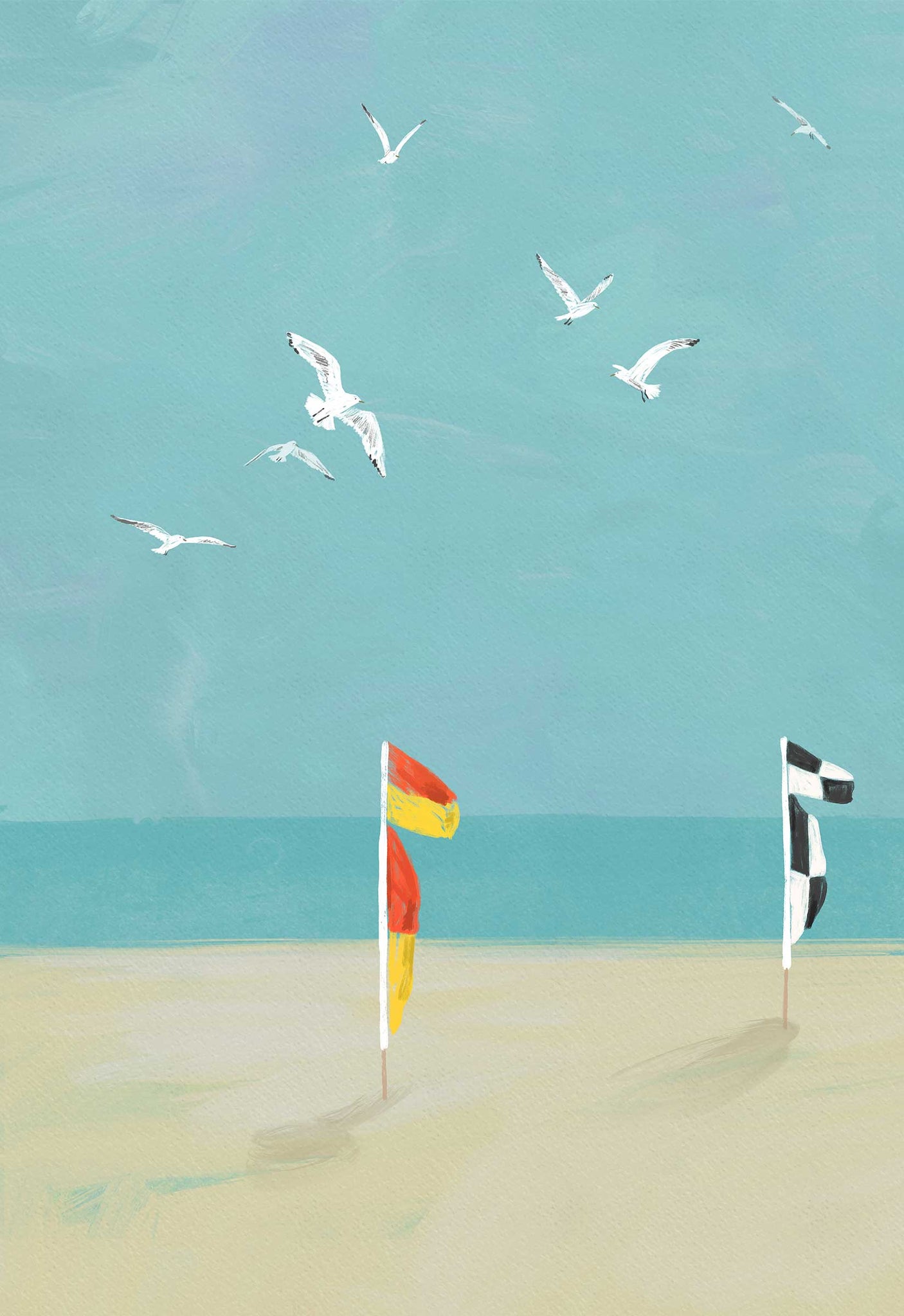 Print-WF1064P - Beach Flags Art Print-Whistlefish