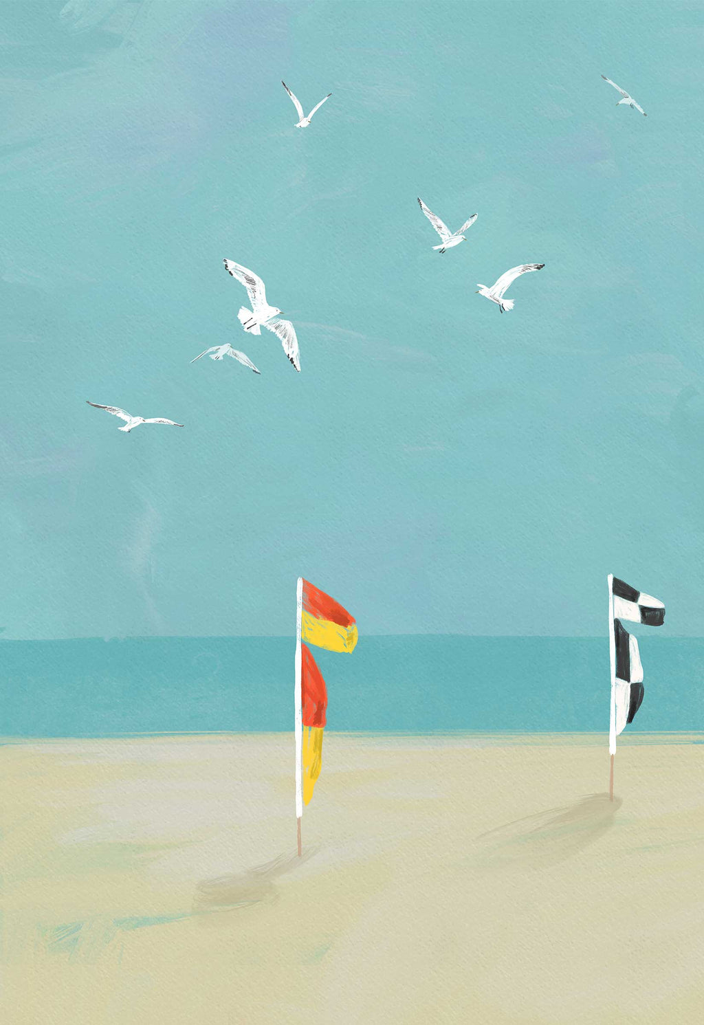 Print-WF1064P - Beach Flags Art Print-Whistlefish