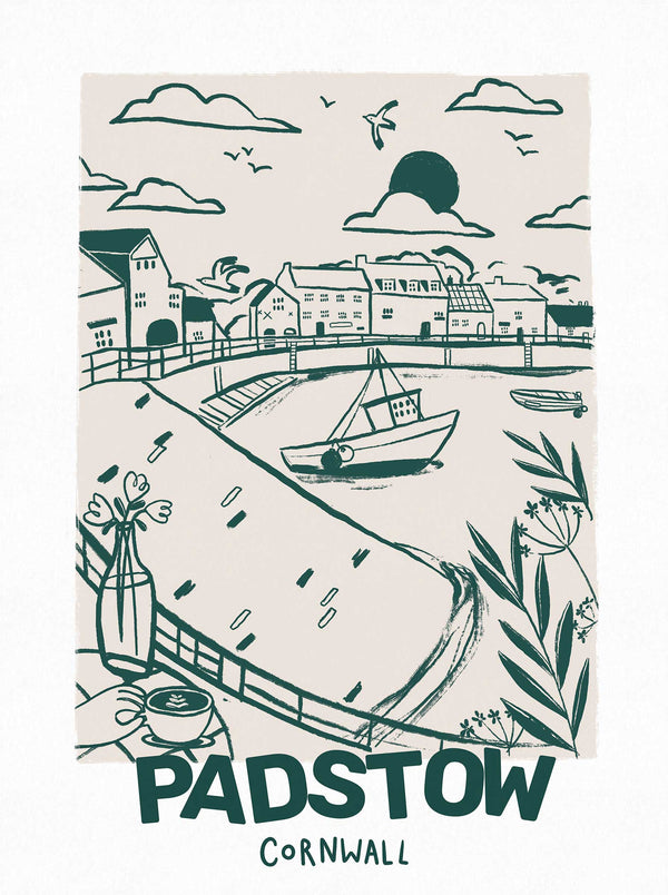 Print-WF1078P - Tides & Towns Padstow Art Print-Whistlefish