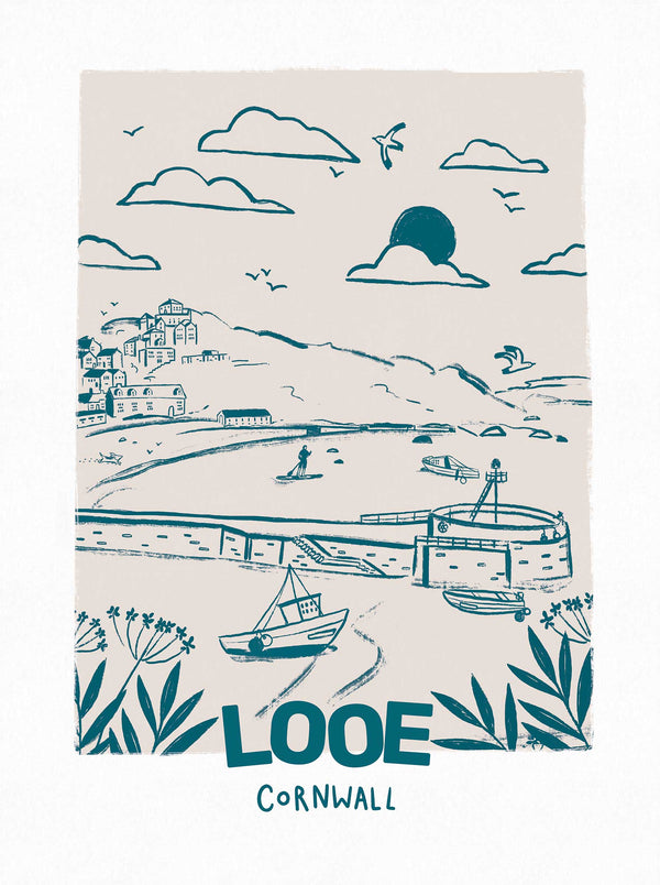 Print-WF1080P - Tides & Towns Looe Art Print-Whistlefish