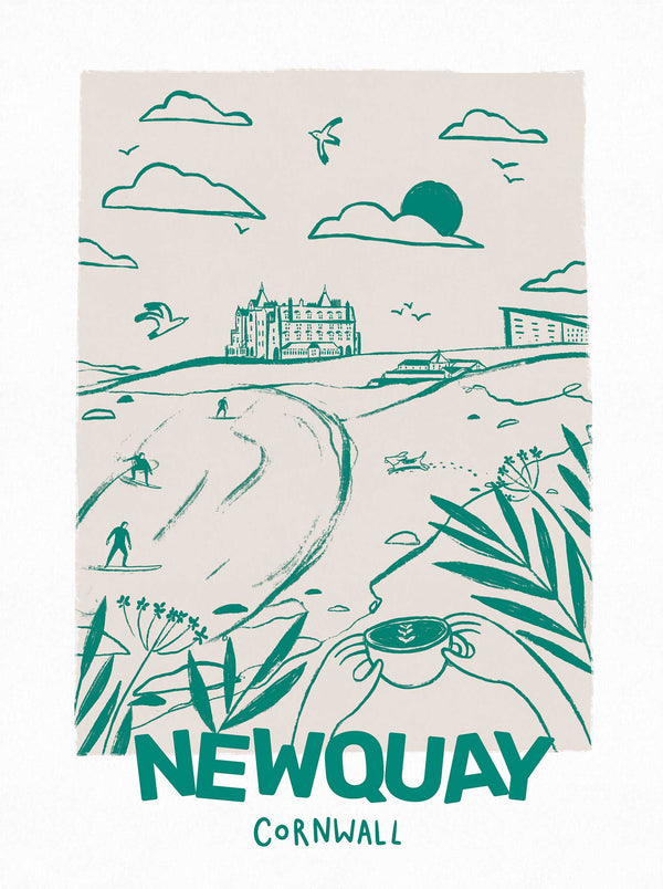 Print-WF1081P - Tides & Towns Newquay Art Print-Whistlefish