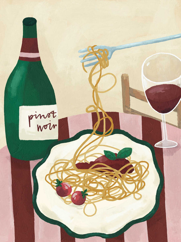 Print-WF1168P - Spaghetti & Vino Art Print-Whistlefish
