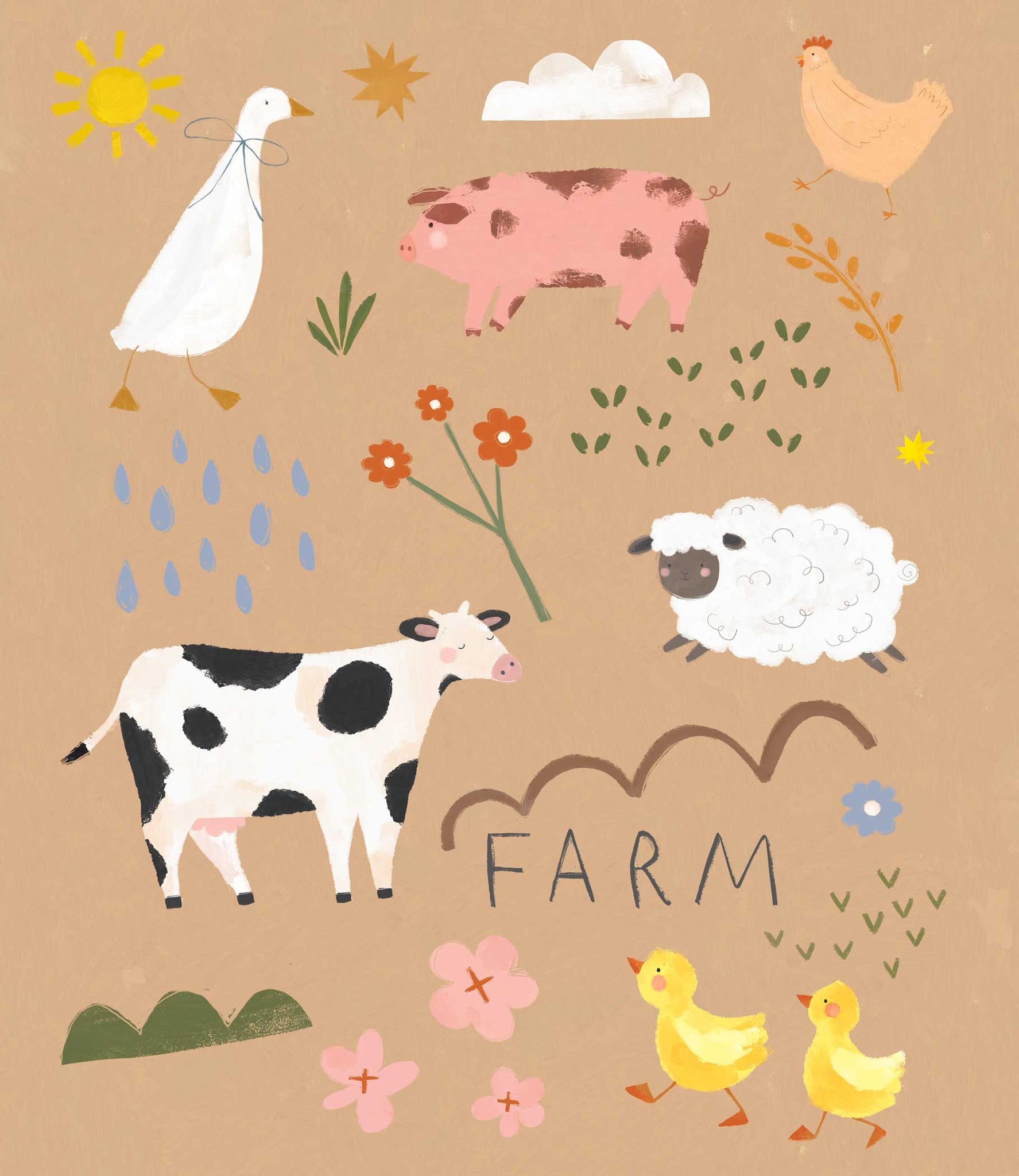 Print-WF1189P - Down on the Farm Small Art Print-Whistlefish