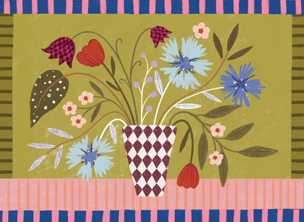 Print-WF1204P - Cornflower Blooms Art Print-Whistlefish