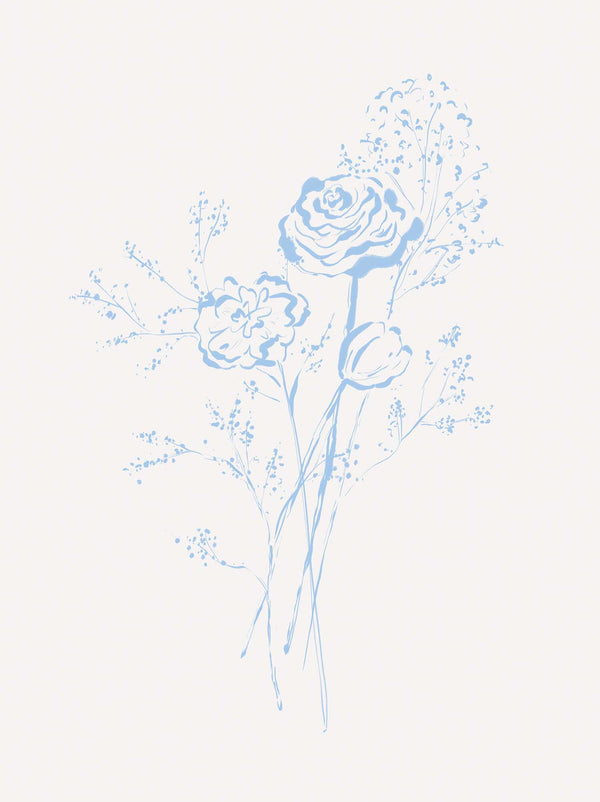 Print-WF1206P - Soft Blue Blossom Art Print-Whistlefish