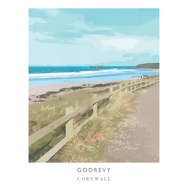 Print-WF132P - Godrevy Travel Art Print-Whistlefish