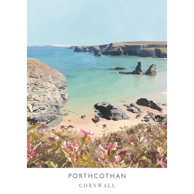 Print-WF173P - Porthcothan Art Print-Whistlefish