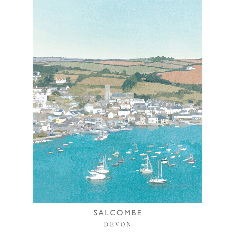Print-WF174P - Salcombe Art Print-Whistlefish