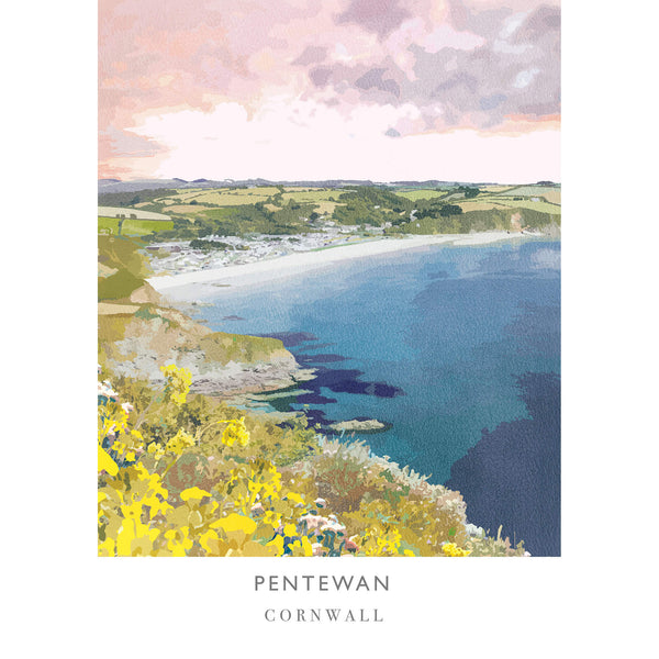 Print-WF190P - Pentewan Cornwall Art Print-Whistlefish