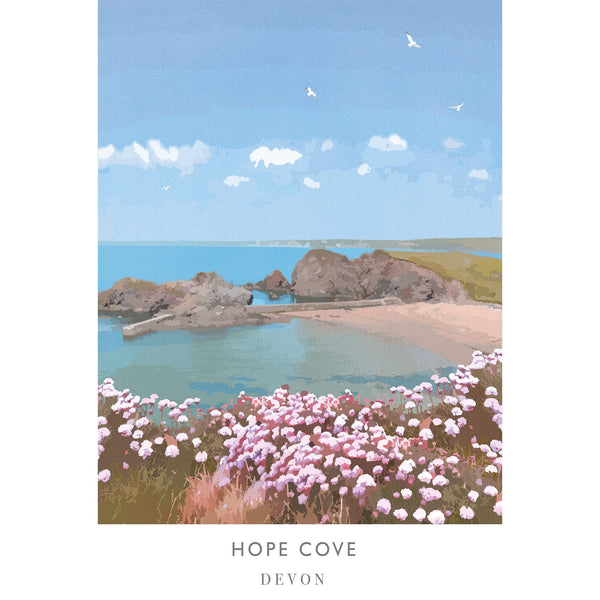 Print-WF430P - Hope Cove Large Travel Art Print-Whistlefish