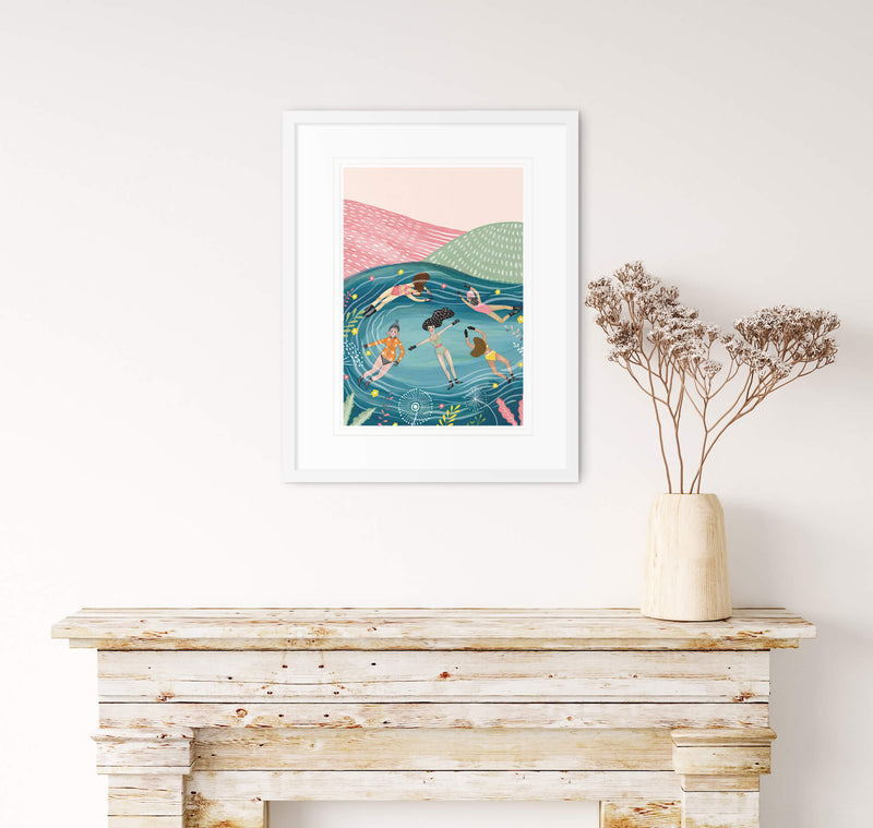 Print-WF521P - Wild Swimming Art Print-Whistlefish