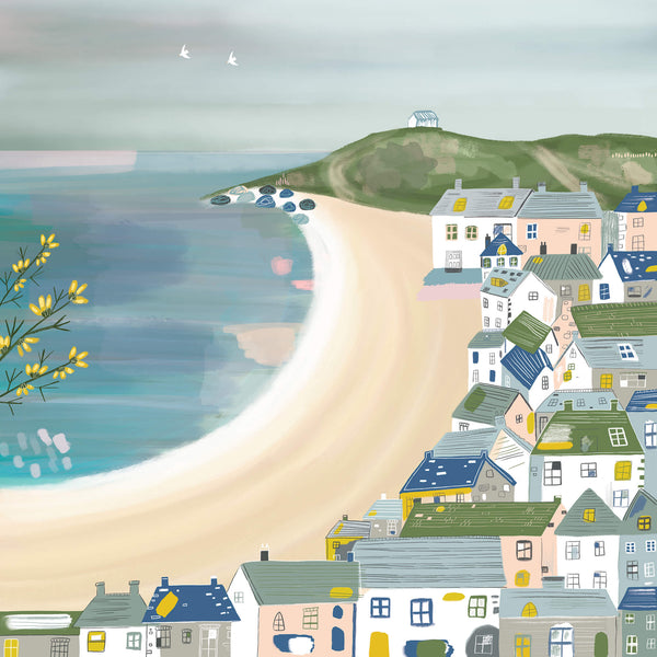 Print-WF534P - Steel Blues over Porthmeor Art Print-Whistlefish