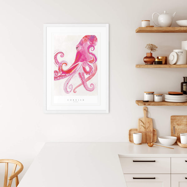 Print-WF614P - Cornish Octopus Large Art Print-Whistlefish