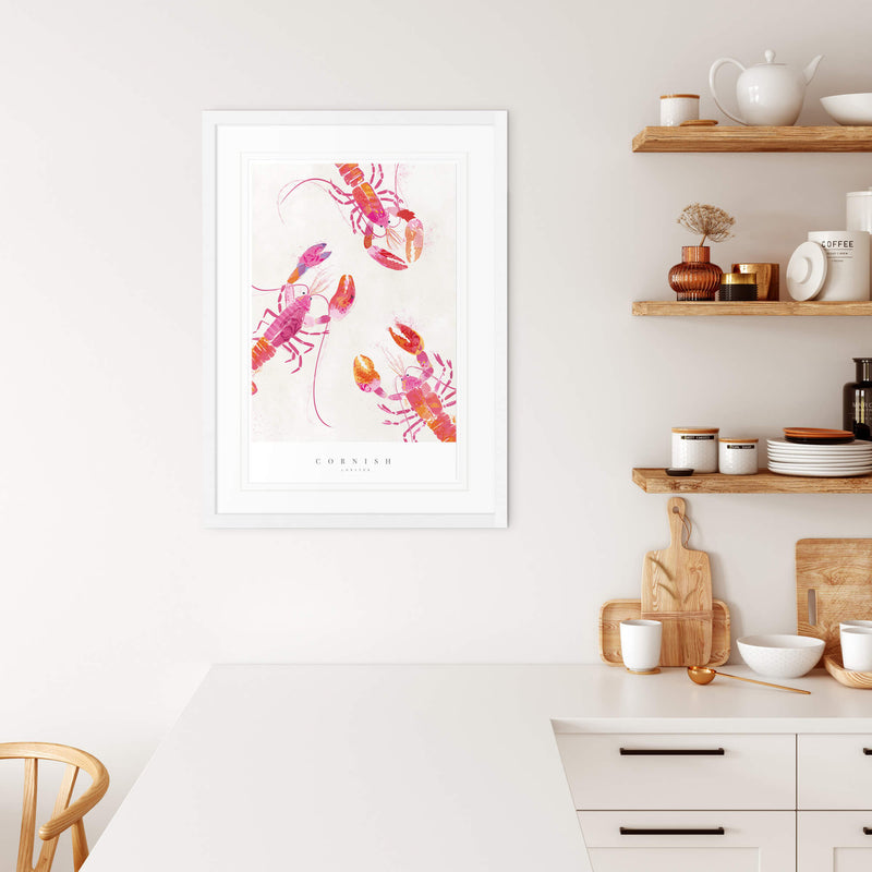 Print-WF618P - Cornish Lobsters Large Art Print-Whistlefish