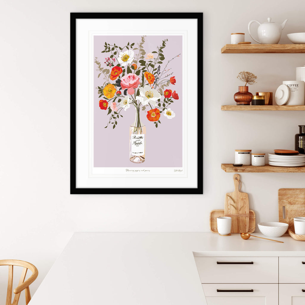 Print-WF631P - Morning Poppies & Peonies Art Print-Whistlefish